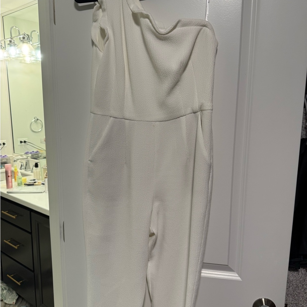 Black Halo White Cropped Jumpsuit